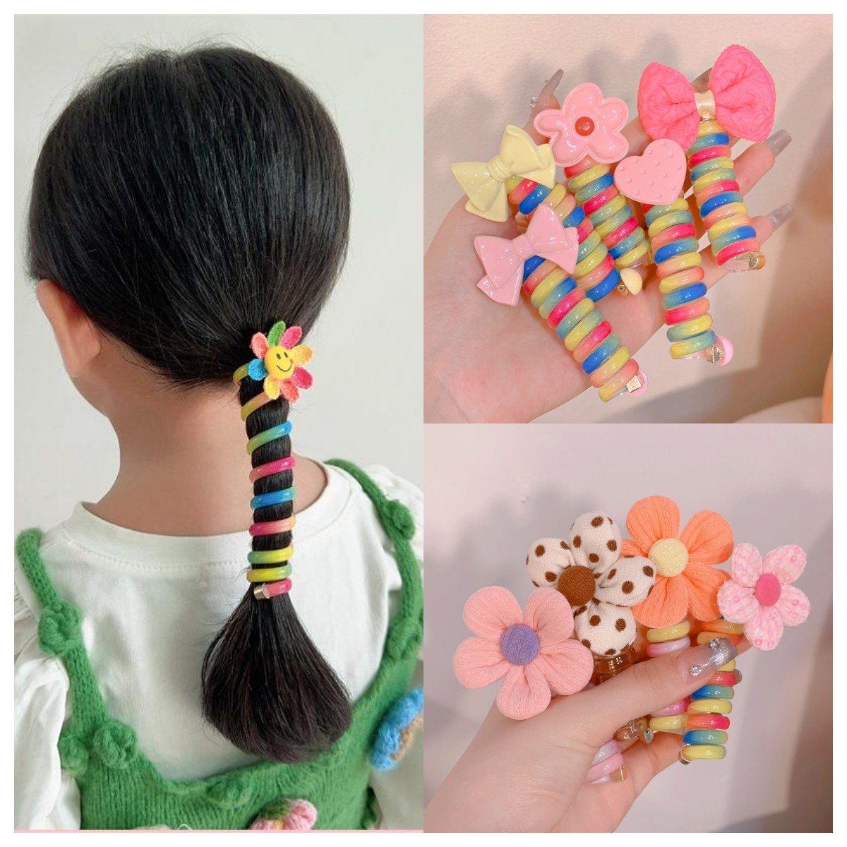 🌞Hot Summer Sale🎁Colorful Telephone Wire Hair Bands for Kids