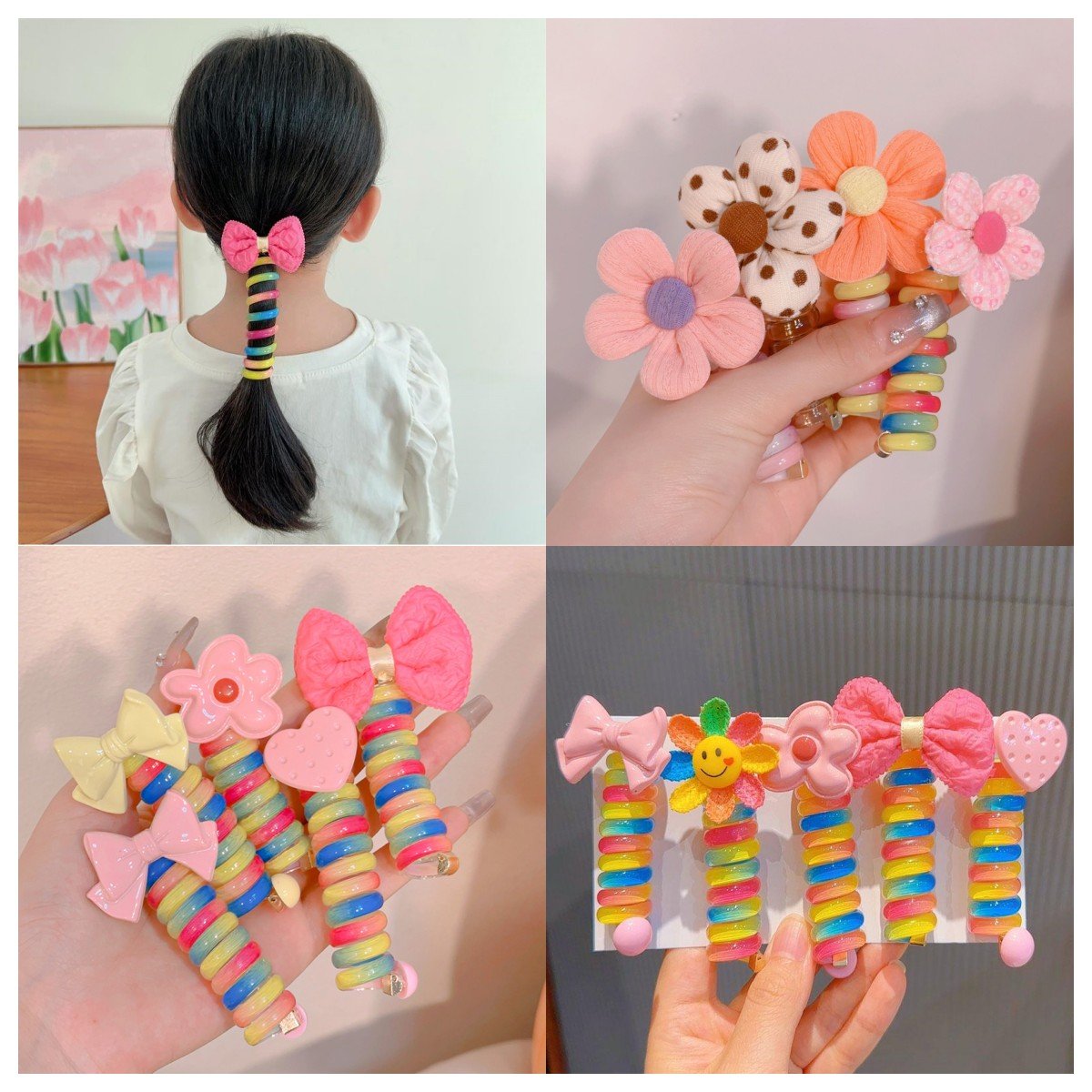 🌞Hot Summer Sale🎁Colorful Telephone Wire Hair Bands for Kids